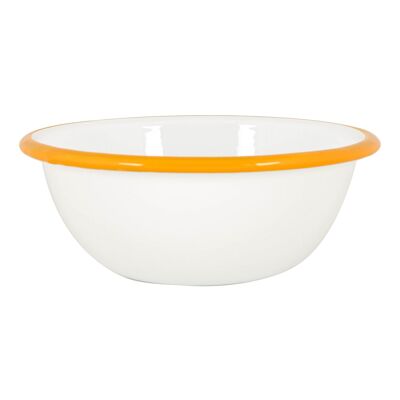 Argon Tableware White Enamel Bowl - 16cm - Yellow