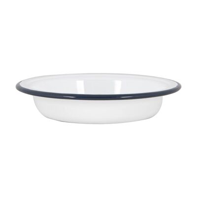 Argon Tableware Tiefe Schale aus weißer Emaille – 19 cm – Marineblau