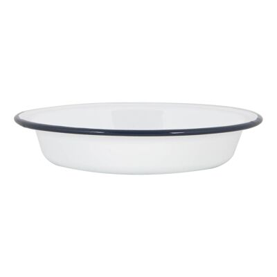 Argon Tableware Tiefe Schale aus weißer Emaille – 22,5 cm – Marineblau