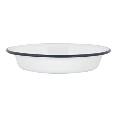 Argon Tableware White Enamel Deep Bowl - 22.5cm - Navy