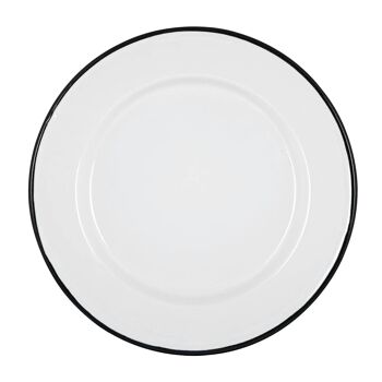 Assiette Plate en Émail Blanc Argon Tableware - 25,5 cm - Noir 1