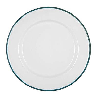 Argon Tableware Plato llano de esmalte blanco - 25,5 cm - Verde
