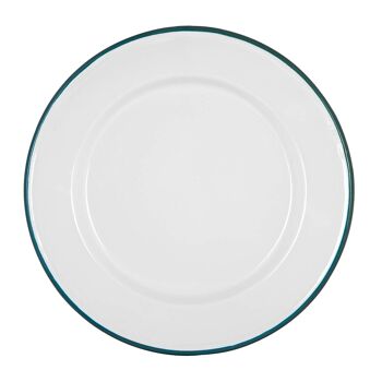 Assiette Plate en Émail Blanc Argon Tableware - 25,5 cm - Vert 1