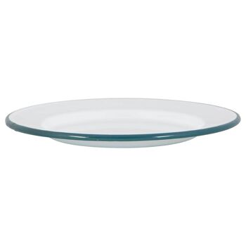 Assiette Plate en Émail Blanc Argon Tableware - 25,5 cm - Vert 7