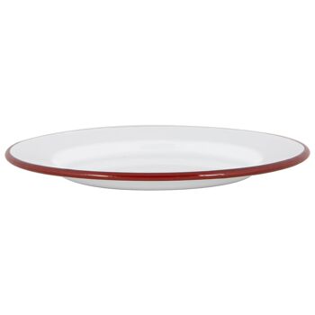 Assiette Plate en Émail Blanc Argon Tableware - 25,5 cm - Rouge 7