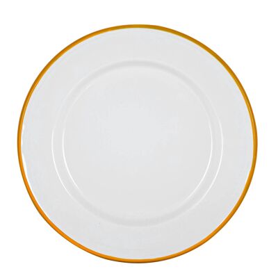 Argon Tableware Plato llano de esmalte blanco - 25,5 cm - Amarillo