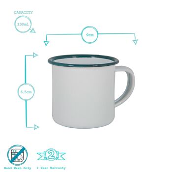 Argon Tableware Tasse à Espresso en Émail Blanc - 130 ml - Vert 6