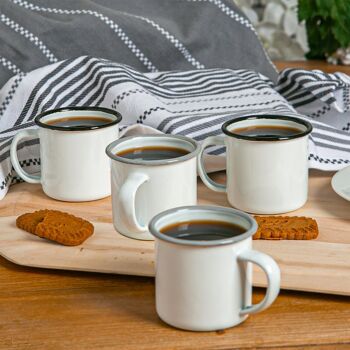 Argon Tableware Tasse à Espresso en Émail Blanc - 130 ml - Gris 3