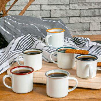 Argon Tableware Tasse à Espresso en Émail Blanc - 130 ml - Gris 4