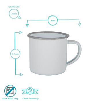 Argon Tableware Tasse à Espresso en Émail Blanc - 130 ml - Gris 6
