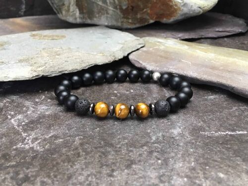 Onyx and Tigers Eye Bead Bracelet