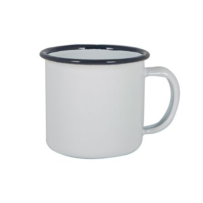 Argon Tableware Taza de Espresso de Esmalte Blanco - 130ml - Azul Marino