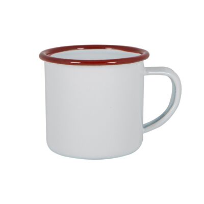 Argon Tableware Taza de Espresso de Esmalte Blanco - 130ml - Rojo