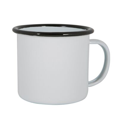 Argon Tableware Weiße Emaille-Tasse – 375 ml – Schwarz