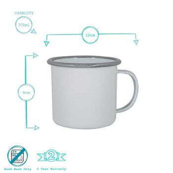 Argon Tableware Tasse en Émail Blanc - 375 ml - Gris 6