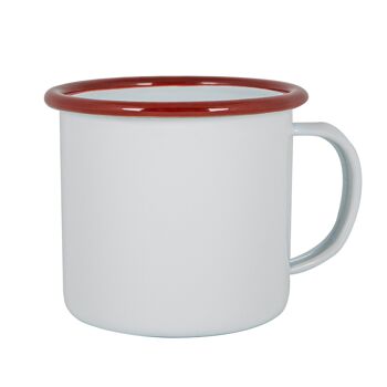 Argon Tableware Tasse en Émail Blanc - 375 ml - Rouge 1