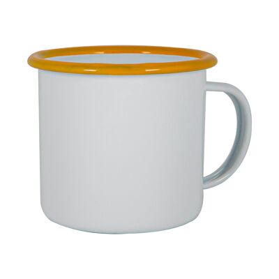Argon Tableware White Enamel Mug - 375ml - Yellow