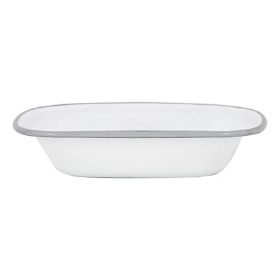 Argon Tableware White Enamel Pie Dish - 20cm - Grey