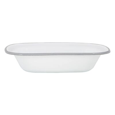 Argon Tableware Piatto per torta smaltato bianco - 25,5 cm - Grigio