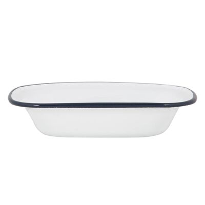 Argon Tableware - Plato para tarta de esmalte blanco - 20 cm - Azul marino
