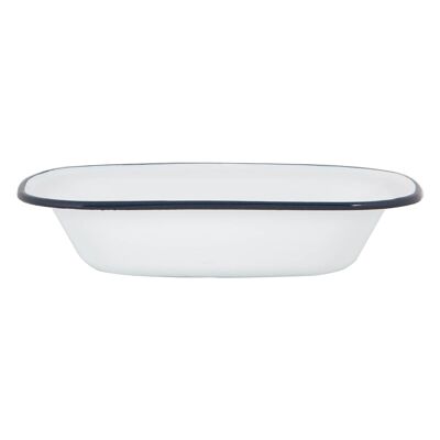 Argon Tableware Tortenform aus weißer Emaille – 25,5 cm – Marineblau