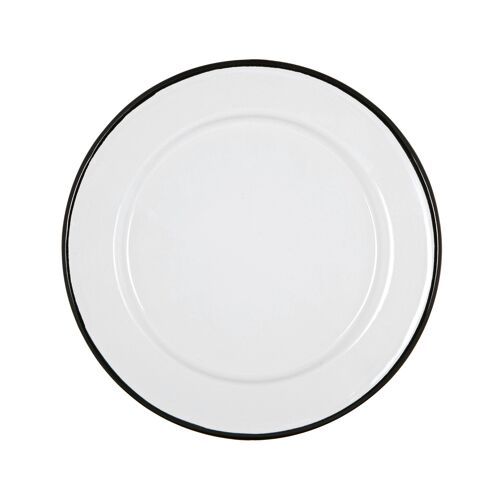 Argon Tableware White Enamel Side Plate - 20cm - Black