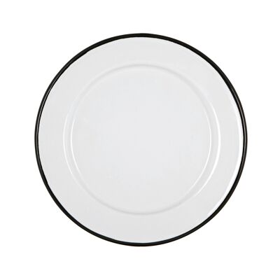 Argon Tableware Piatto da portata smaltato bianco - 20 cm - Nero