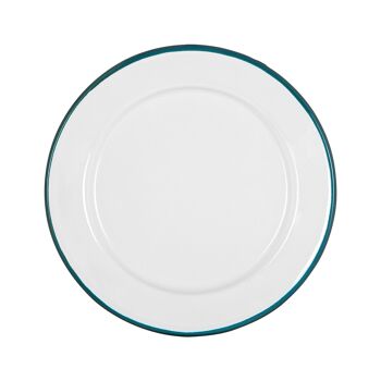 Assiette à Dessert en Émail Blanc Argon Tableware - 20 cm - Vert 1