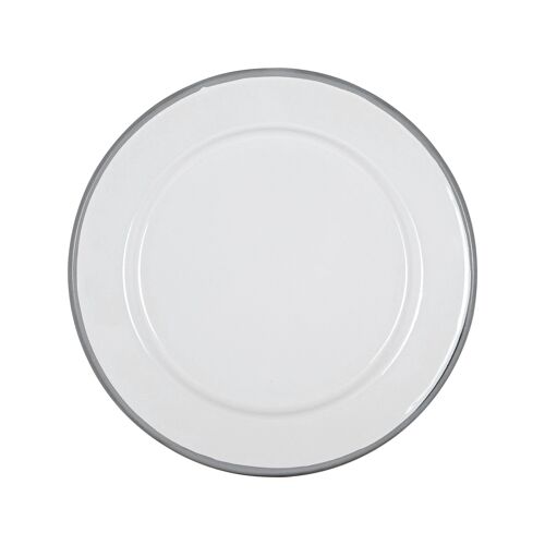 Argon Tableware White Enamel Side Plate - 20cm - Grey