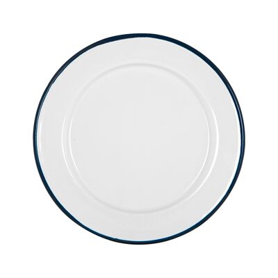 Argon Tableware Beilagenteller aus weißer Emaille – 20 cm – Navy