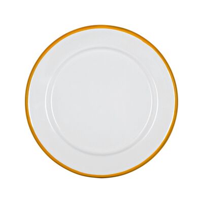 Argon Tableware Piatto Contorno Smaltato Bianco - 20 Cm - Giallo