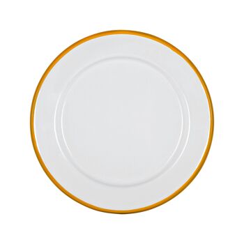 Assiette à Dessert en Émail Blanc Argon Tableware - 20 cm - Jaune 1