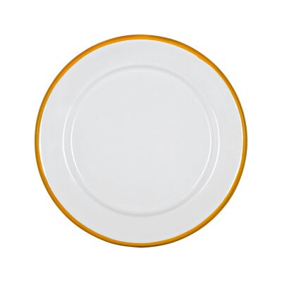 Argon Tableware White Enamel Side Plate - 20cm - Yellow