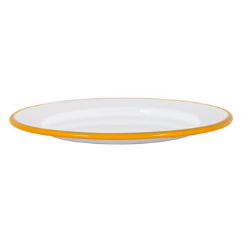 Assiette à Dessert en Émail Blanc Argon Tableware - 20 cm - Jaune 7