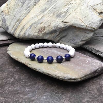 Bracelet en perles de lapis-lazuli et howlite de grade A