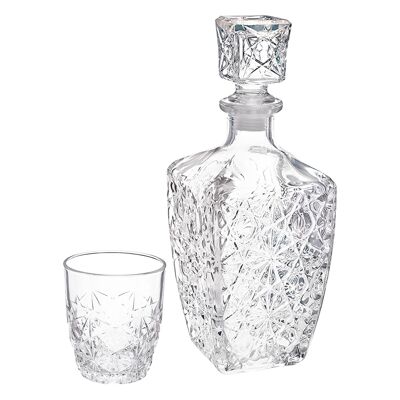 Bormioli Rocco 7 Piece Dedalo Whisky Decanter & Glass - 26cm