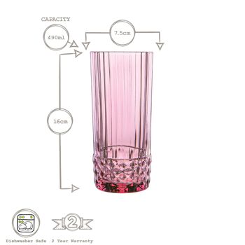 Verre Highball Bormioli Rocco America Années 20 - 490 ml - Lilas Rose 6