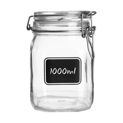 Bormioli Rocco Lavagna Glass Storage Jar with Chalkboard Label - 1L