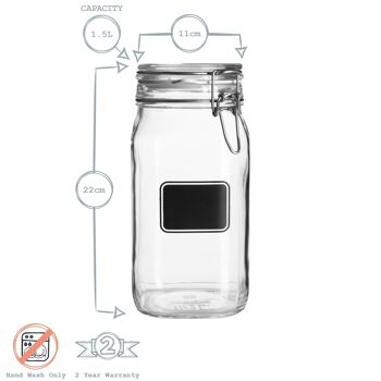 Bormioli Rocco Lavagna Pot de rangement en verre avec étiquette tableau noir – 1.5 L 5