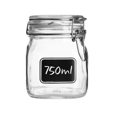 Bormioli Rocco Lavagna Vorratsglas aus Glas mit Tafeletikett – 750 ml