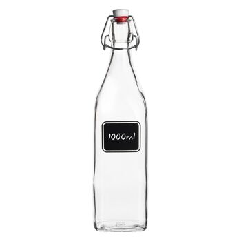 Bouteille à bouchon pivotant en verre Bormioli Rocco Lavagna avec étiquette tableau noir - 1 L 1