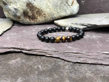 Bracelet Onyx Noir et Oeil de Tigre 3