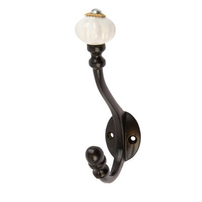 Ceramic Flower Hat & Coat Hook - W30mm x H140mm - Black