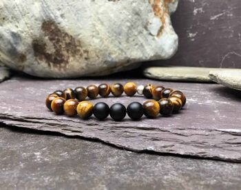 Bracelet Oeil de Tigre et Onyx Grade A 1