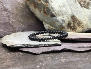 Bracelet Perles Onyx Noir et Hématite 6mm 1