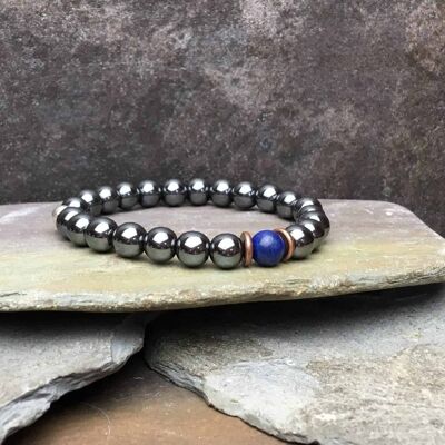 Lapis Lazuli and Hematite Bead Bracelet