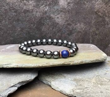 Bracelet Perles Lapis Lazuli et Hématite