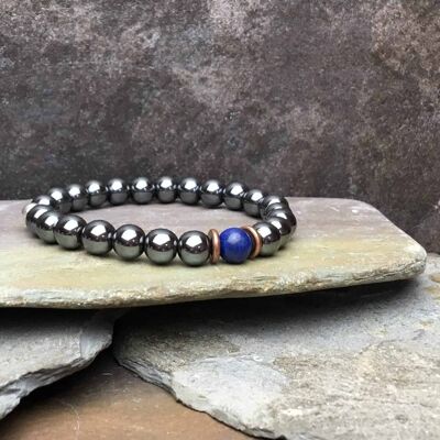Lapis Lazuli and Hematite Bead Bracelet