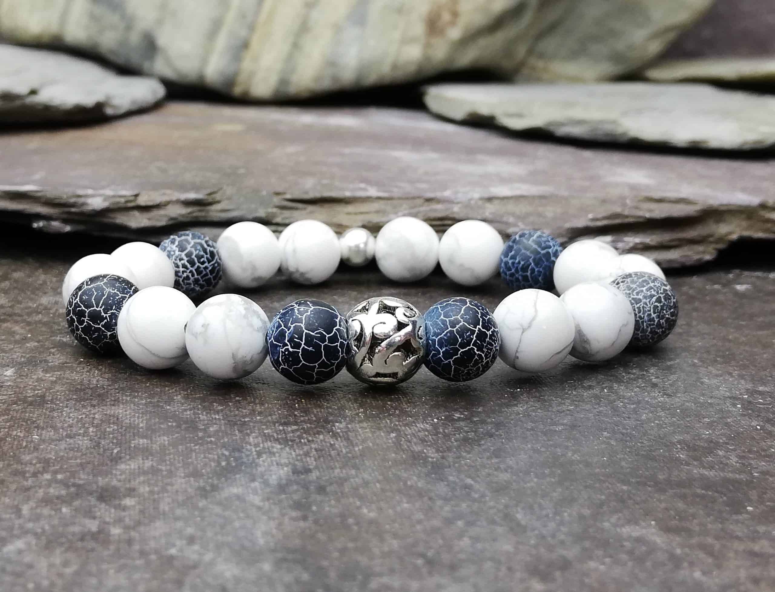 Buy Positivity Bracelet, Mens Beaded Bracelet, Anxiety Meditation Jewelry,  White Howlite, White Bracelet, Chunky Mens Bracelet, UK Seller Online in  India - Etsy