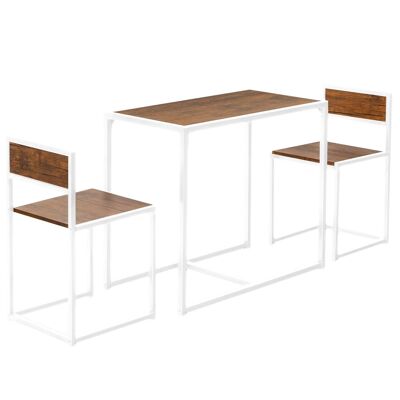 Harbour Housewares Juego de comedor compacto de 2 plazas - Marrón/Blanco